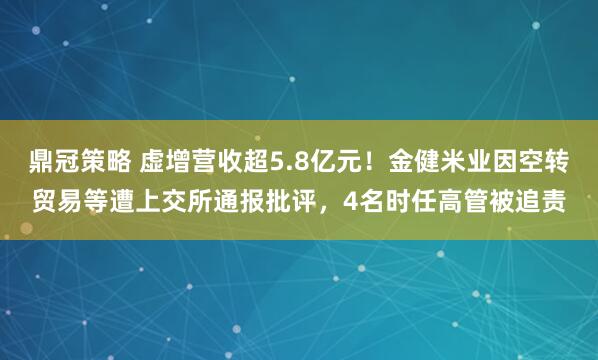 鼎冠策略 虚增营收超5.8亿元！金健米业因空转贸易等遭上交所通报批评，4名时任高管被追责
