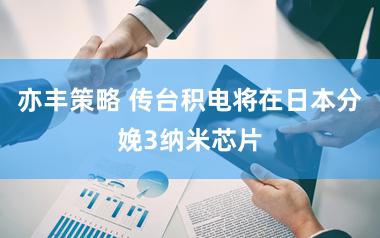 亦丰策略 传台积电将在日本分娩3纳米芯片