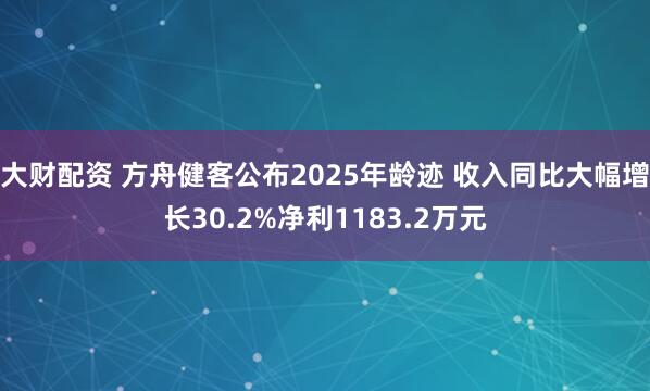大财配资 方舟健客公布2025年龄迹 收入同比大幅增长30.2%净利1183.2万元